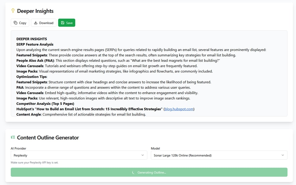 Competitor Analysis Dashboard Screenshot