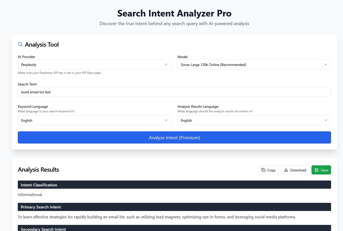 Live SERP Analysis Screenshot